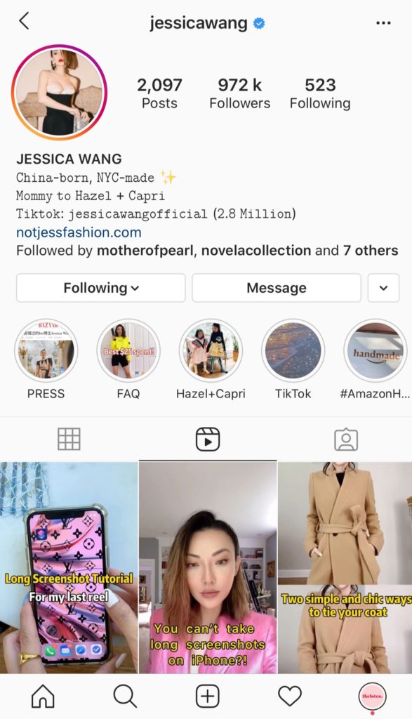 jessica wang on instagram