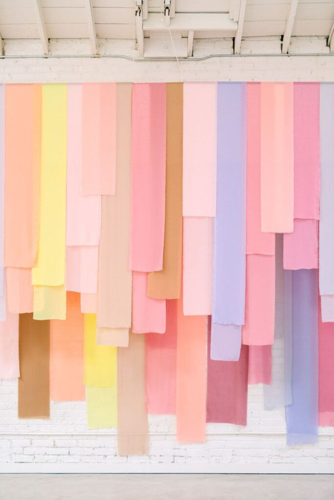 fabulous pastel crepe paper banner for retail display and background prop. 